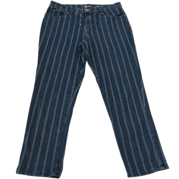 Style & Co Slim Ankle Striped Jeans Women’s Size 8 Blue Stretch Denim - Picture 2 of 7